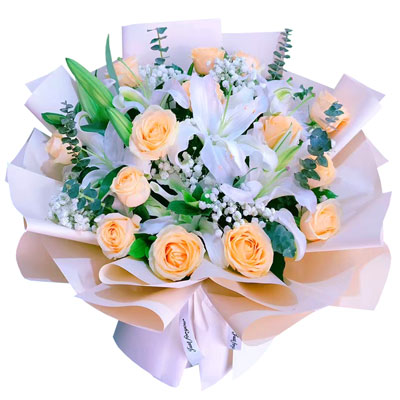 遵义16朵香槟玫瑰2支百合，爱的温暖和幸福