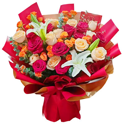 遵义19朵玫瑰百合，爱情永不凋零