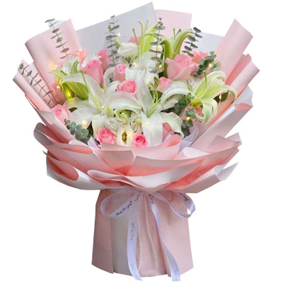 遵义16朵粉玫瑰百合，感情稳定坚固